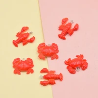 10pcs cute new lobster crab charms diy earring jewelry finding cute simulated food resin floating pendant craft making c155