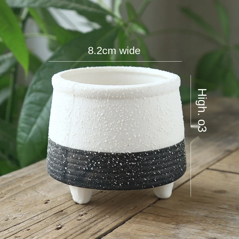 Black White Ceramic Flower Pot Snowflake Inkjet Creative Crafts Simple Potted Ornaments Succulent Flowerpot Home Decor | Дом и сад