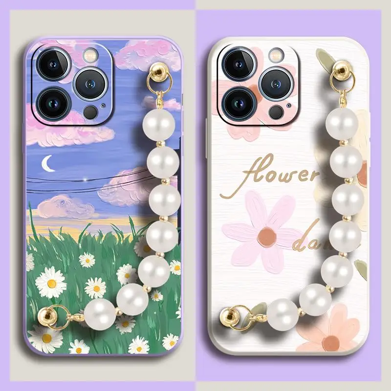phone case Pearl bracelet Phone Case For iphone 13 Pro Max Skin-friendly feel Lens package | Мобильные телефоны и