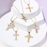 cross necklace faith pendant plated dainty zircon chain minimalist simple prayer necklace jewelry gift