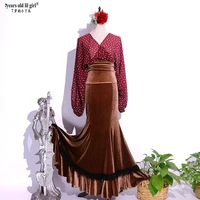 girls spanish dress costume flamenco velvet women dance foxtrot wear dtt15