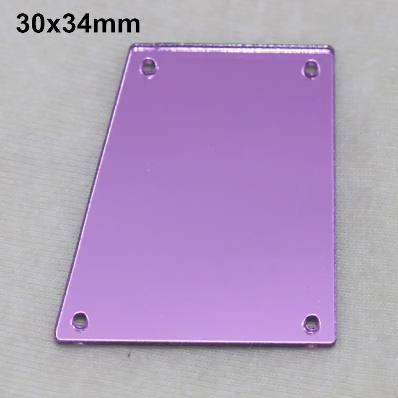A23-30x34 Фиолетовое акриловое зеркало пришивные стразы DIY Flatback зеркальные акриловые пришивные стразы с отверстиями для шитья - Цвет: A23-30x34