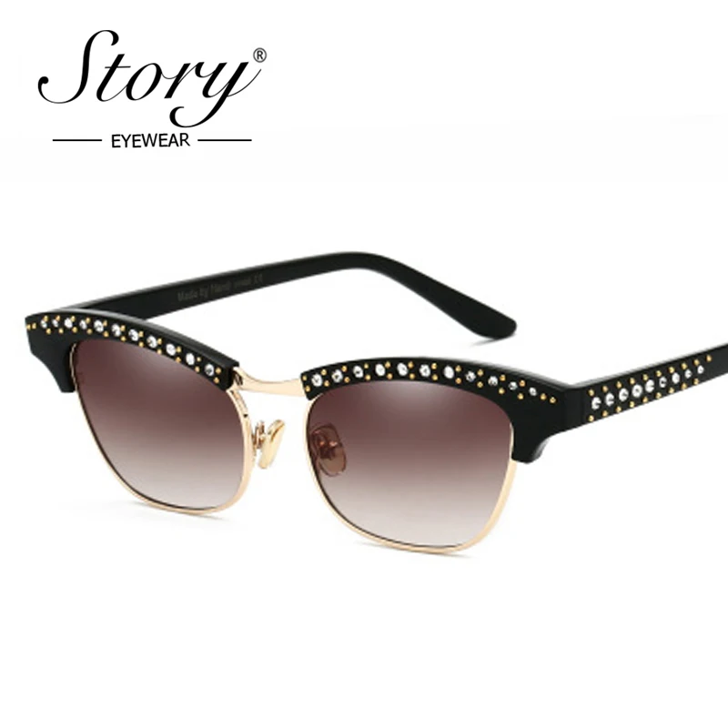 История 2018 новые полуоправы Солнцезащитные очки женские винтажные Ретро