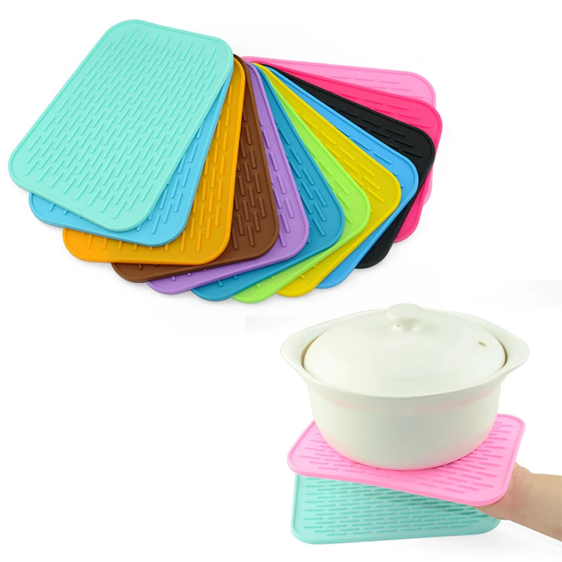 

Retangle Placemat Western Mat Solid Colour Baking Accessories Insulation Hight Temperature Kitchen Tools Silicone Anti-scalding