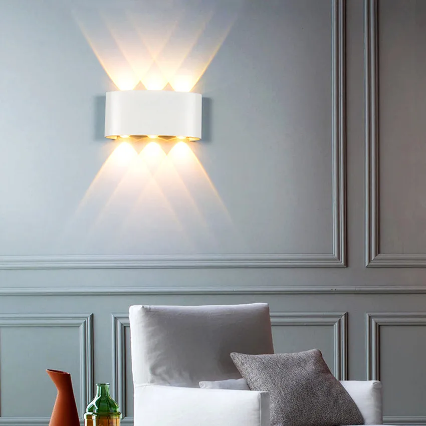 Наружный светодиодный водонепроницаемый светильник для стены с классом защиты IP65 для двора, коридора, балкона, двухсторонней, черный, белый, декоративное освещение, светильник для крыльца и сада.