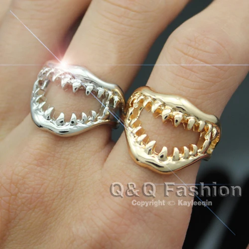 Trendy Chic Shark Tooth Skull Hell Demon Mouth Finger Ring Goth Emo Punk Fancy Jewelry New tooth wholesale lots bulk Dress | Украшения и