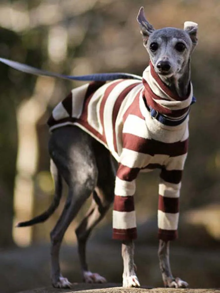 

Striped Long Sleeve Turtleneck Pullover Dog Shirt Winter Fleece Dog Clothes For Medium Large Big Dogs Pitbull Pet Costume S-5XL