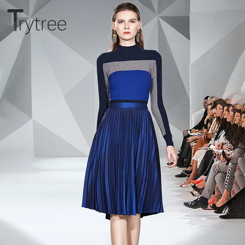 Trytree осенне-зимний комплект из двух предметов Повседневная водолазка вязаный