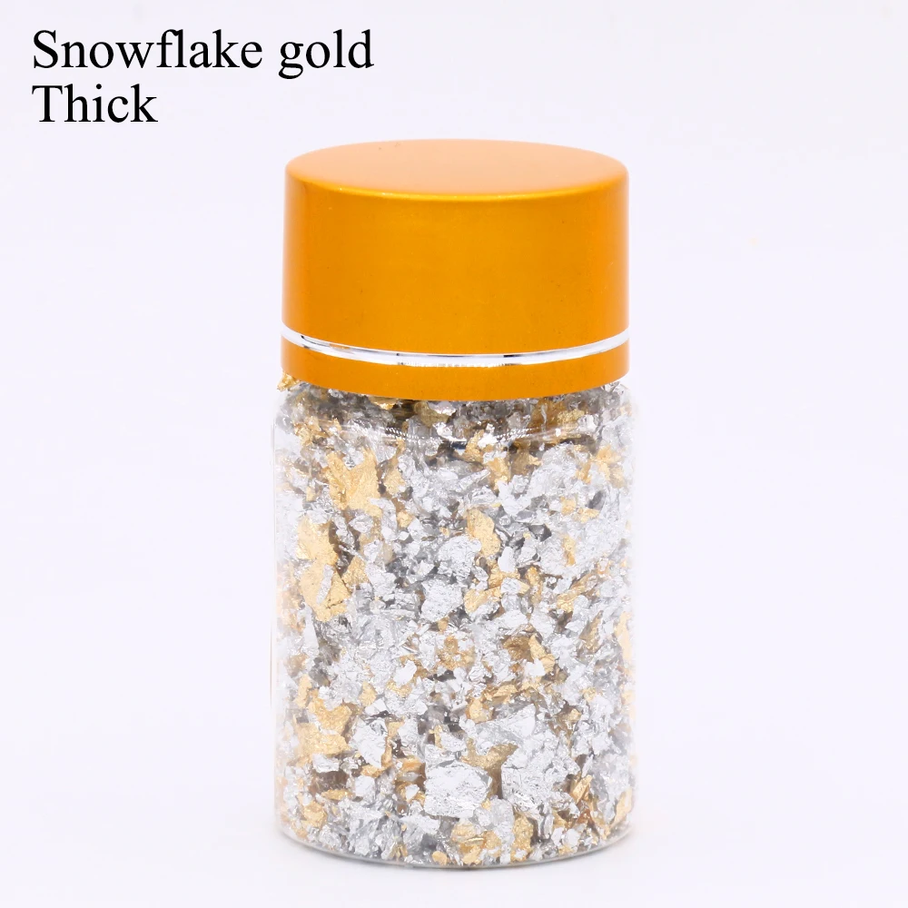 Gold Silver(thick) Имитация золотых листьев хлопья медные хлопья для скользящего искусства украшения Серебряная медная Золотая фольга осколки золотые хлопья ремесло - Цвет: Gold Silver(thick)