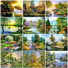 AB алмазная живопись дерево лес река полная квадратная круглая бриллиантовая вышивка пейзаж мозаика вышивка крестиком настенное искусство