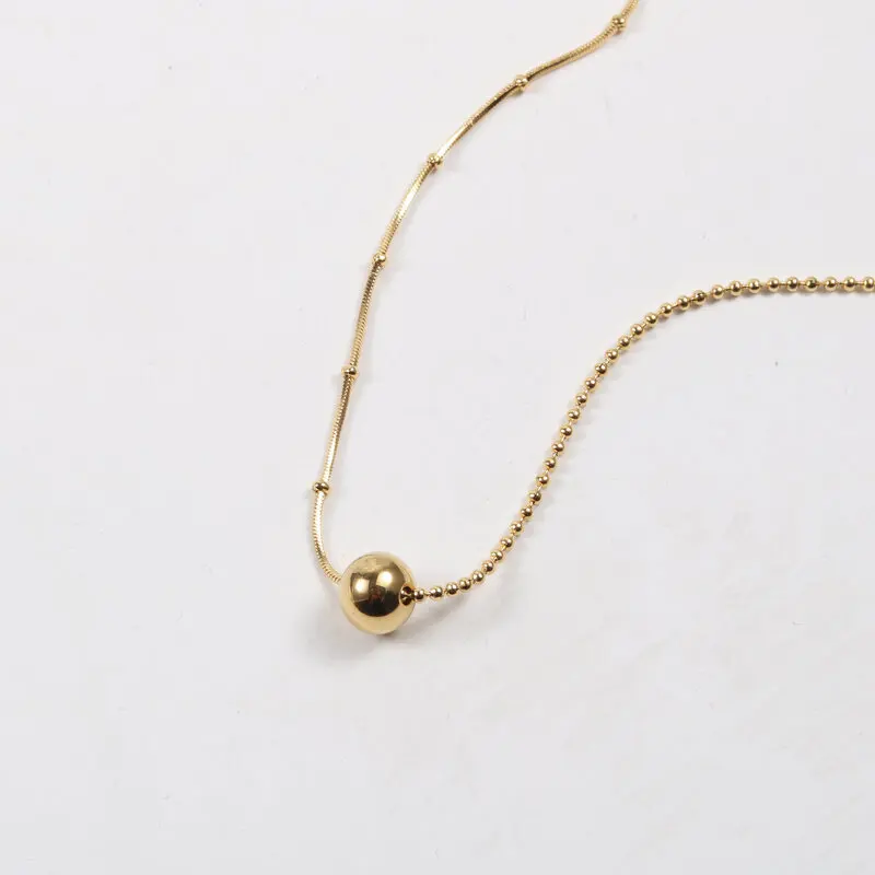 

Stainless Steel Jewelry Luck Beads Mixed Chain Little Ball Pendant Necklace