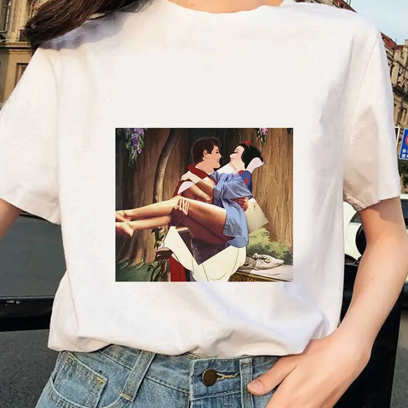 Женские футболки Белоснежки летние Harajuku 90s с забавным принтом женские коротким