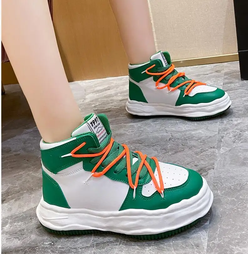 

2021 Winter Designer Women Sneakers Brand Breathable Thick Heels Sneakers Casual High Top Running Shoes
