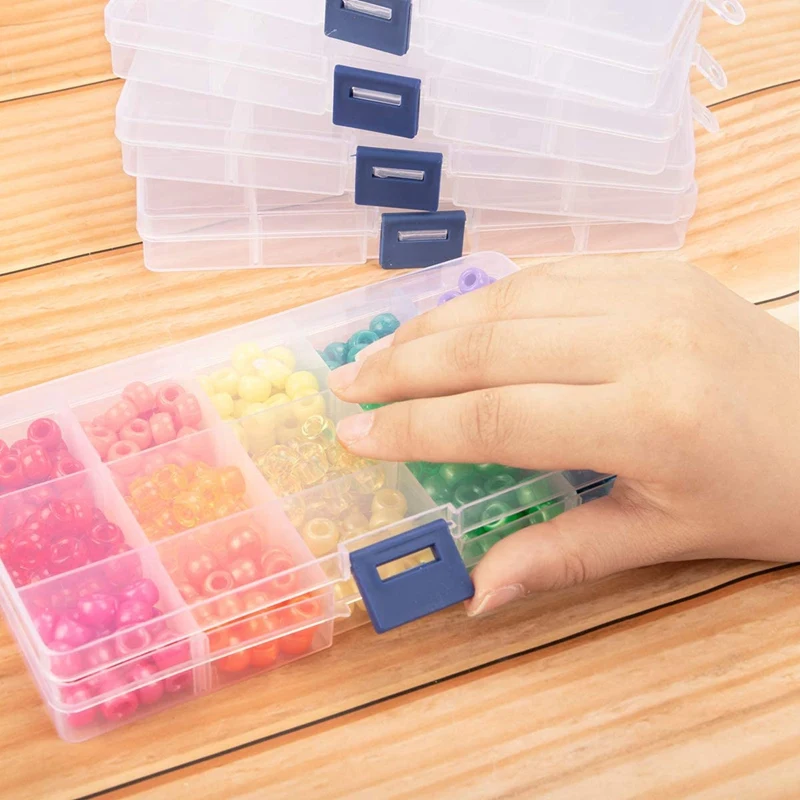 6Pcs Clear Compartment Plastic Organizer Container Box Small Stackable Storage With Adjustable Crafts Accessories | Дом и сад
