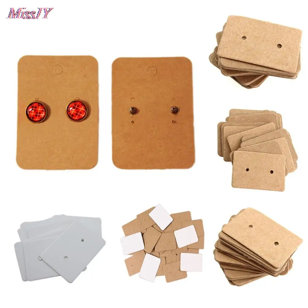 

100Pcs 2.5x3.5cm Blank Kraft Paper Ear Studs Card Hang Tag Jewelry Display Earring Crads Favor Marking Garment Prices Label Tags