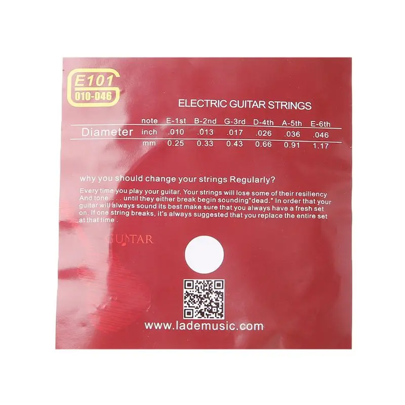 

6Pcs/set E101 Electric Guitar Strings Steel Core Nickel Alloy Wound (.010-.046) Electric Guitar Strings