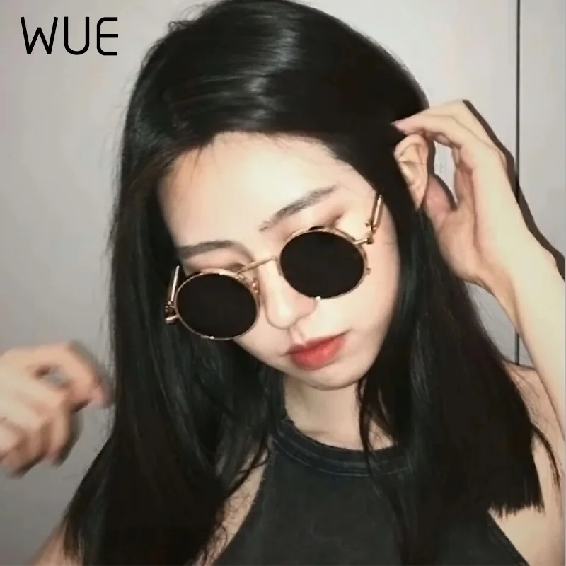 

WUE 2021Metal Steampunk Sunglasses Men Women Fashion Round Glasses Brand Design Vintage Sunglasses High Quality UV400 Eyewear