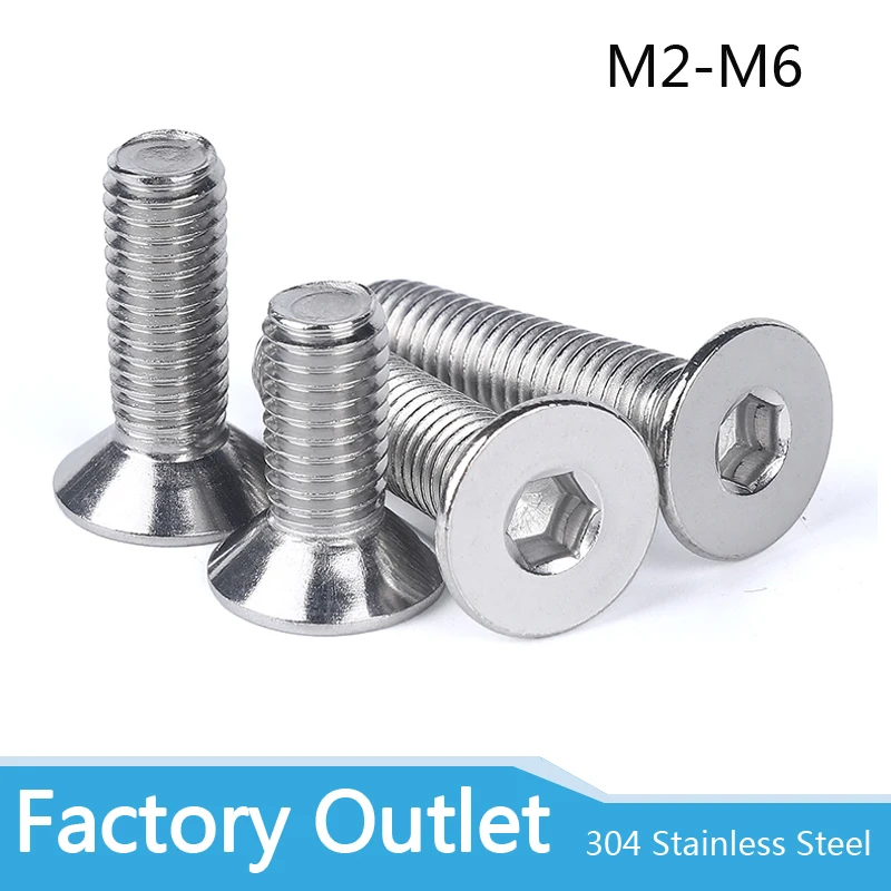 

10/50pcs M2 M2.5 M3 M4 M5 M6 304 A2 Stainless Steel Black grade 10.9 Hexagon Hex Socket Head Flat Countersunk Allen Bolt Screw