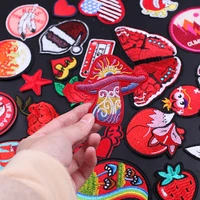 art mushroom animals embroidered patches for clothing thermoadhesive badges patch thermal stickers for fabric clothes appliques