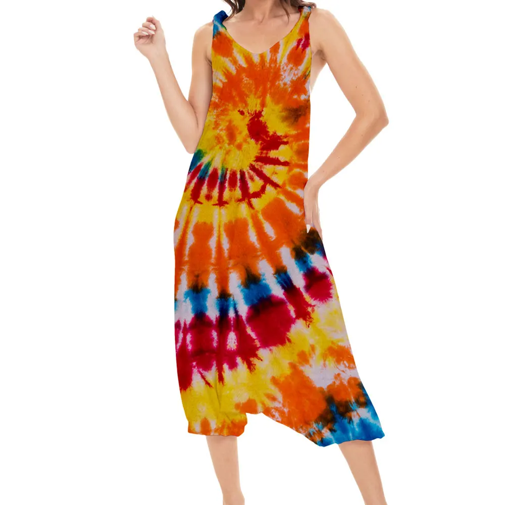

Женский спортивный комбинезон с принтом Tie Dye, спортивные Прямые брюки с широкими штанинами в стиле 80-90-х, уличная одежда в стиле Харадзюку дл...