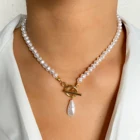 Новинка 2021, модное ожерелье FNIO в стиле барокко с жемчужной цепочкой, женское ожерелье с портретом, подвеской в виде любовного сердца и замка, колье-чокер, ожерелья, ювелирные изделия