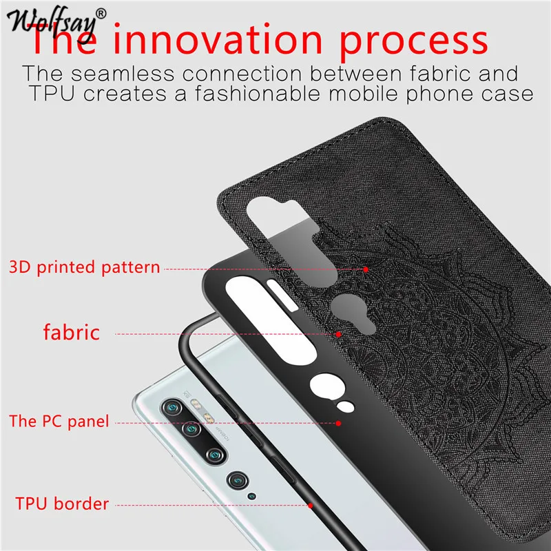 3d printed pattern bumper for xiaomi mi 10 5g case luxury cloth texture shockproof soft tpu pc phone cover for xiaomi mi 10 free global shipping