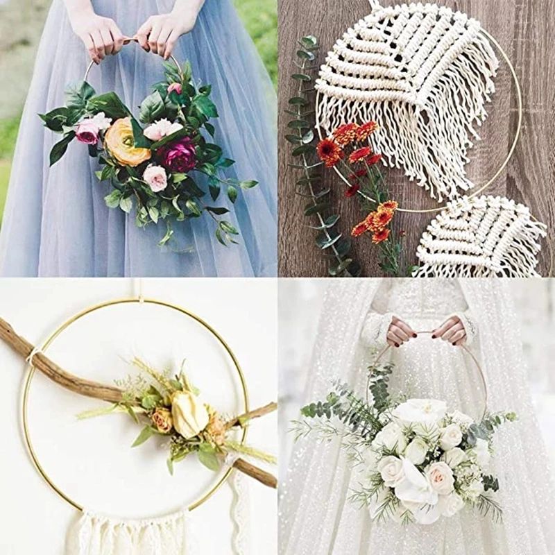 5Pcs Floral Wreath Hoop Wooden Frame DIY Dream Catcher Making Supplies Wedding Christmas Wood Macrame Circle Decor - купить по