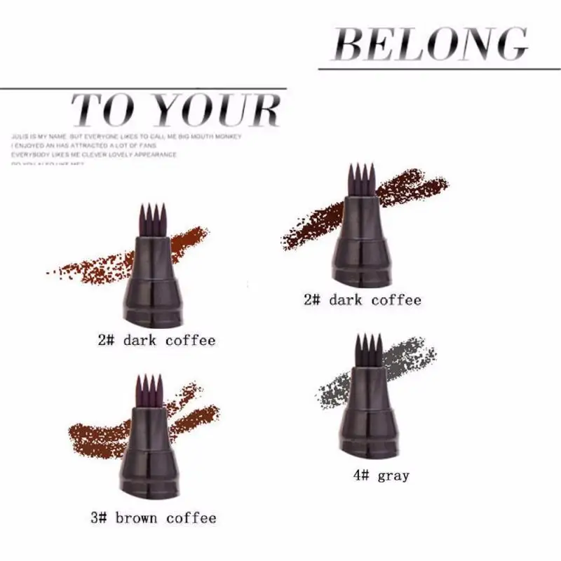 Четырехконфорочная Разделение карандаш для бровей Водонепроницаемый