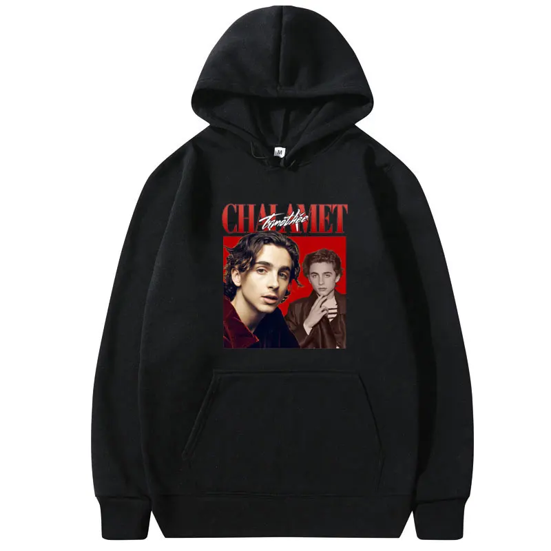 

Timothee Chalamet 90s Classic Black Hoodie Men Fashion Trend Hoodies Men Women Oversized Sweatshirt Autumn Winter Streetwear