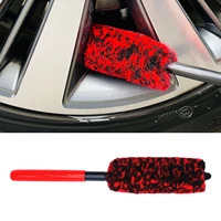 flexible long handle auto car wheel hub cleaning brush premium wool car rim brushes soft fiber car tire cleaning brush