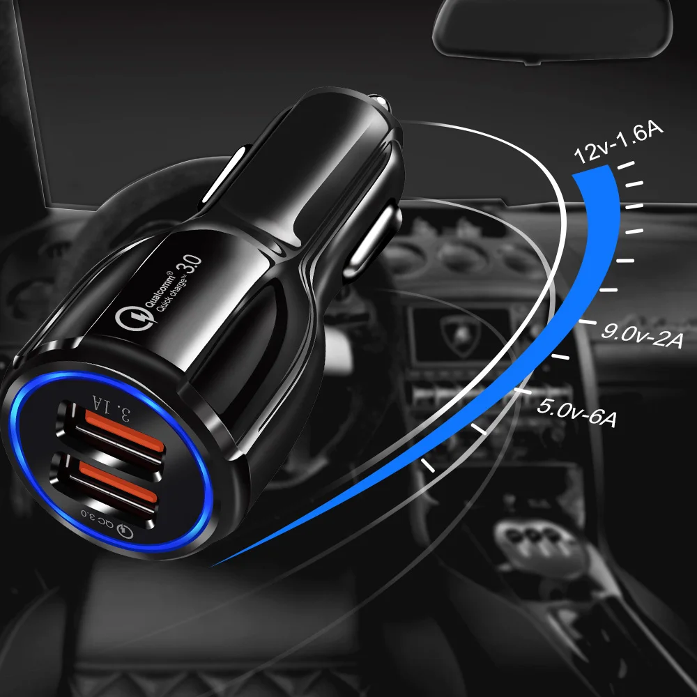 Quick Charge 3 0 Автомобильное зарядное устройство мобильный телефон Dual Usb