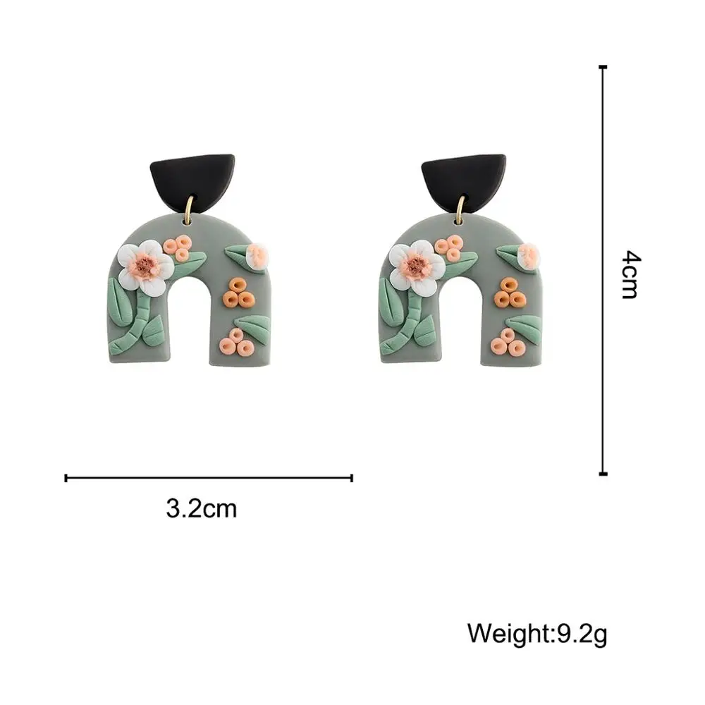

AMORCOME Korea Cute Design Polymer Clay 3D Flower Earrings for Women Chic U Style Handmade Floral Clay Earrings Fashion Jewelry
