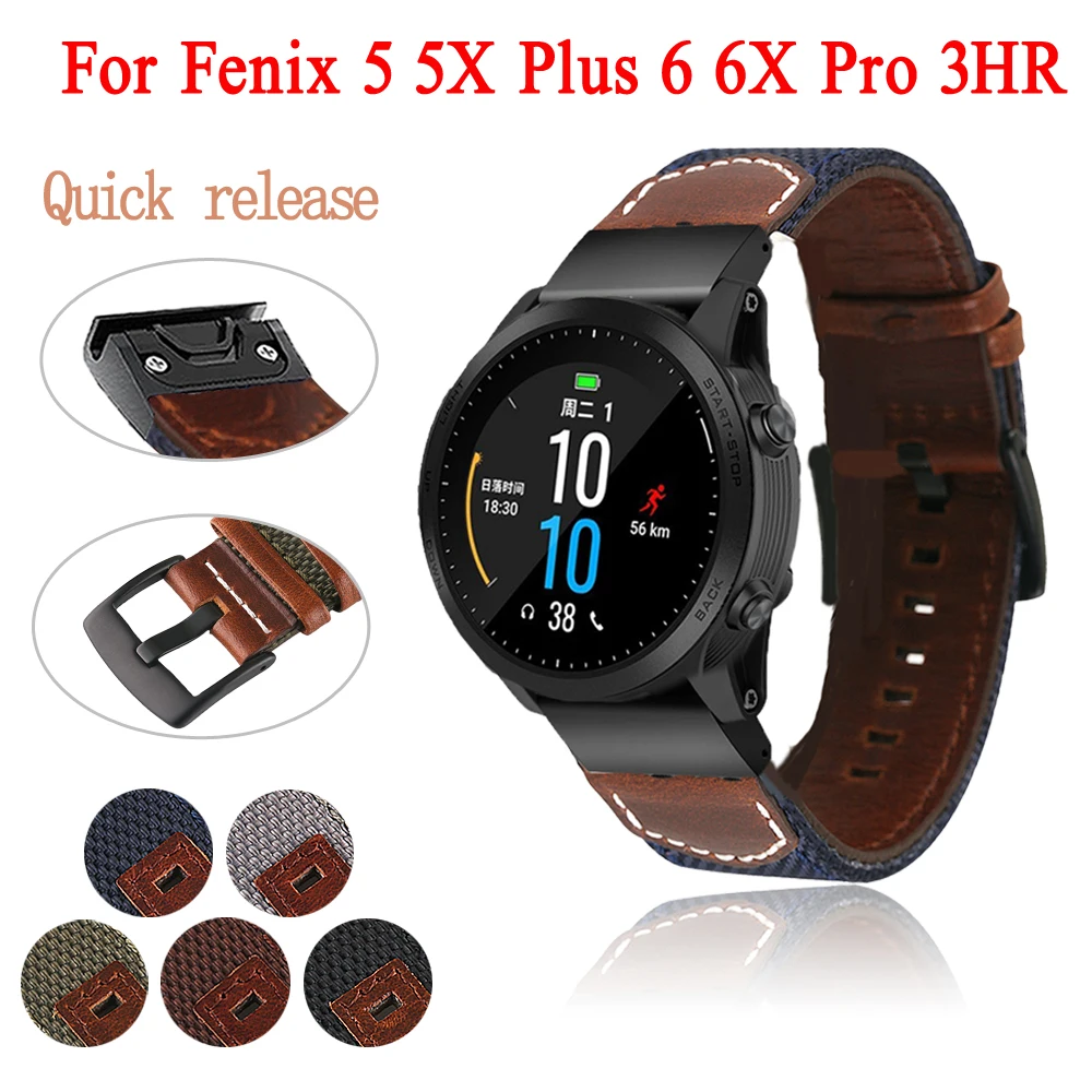 

22 20 26mm Quick Release Wristband Easy Fit for Garmin Fenix 6X 6 Pro 5 5X 5S Plus 3 HR 935 945 Canvas Strap Watchbands Bracelet