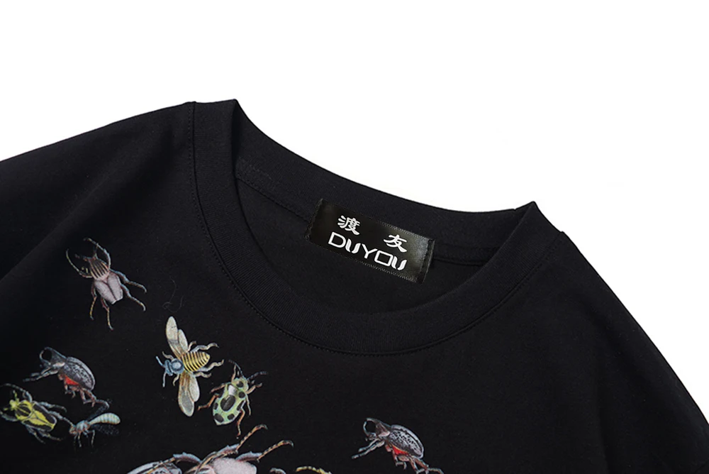 Мужская футболка с коротким рукавом принтом черепа и насекомых | одежда