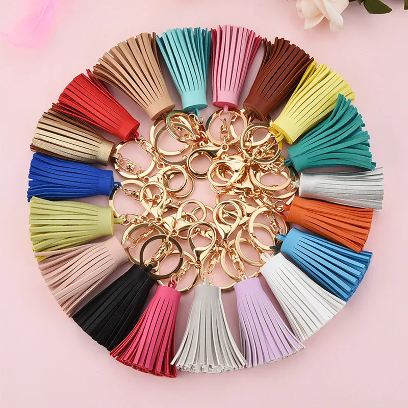 6 см кожаное кольцо для ключей модный длинный брелок с кисточками сумка