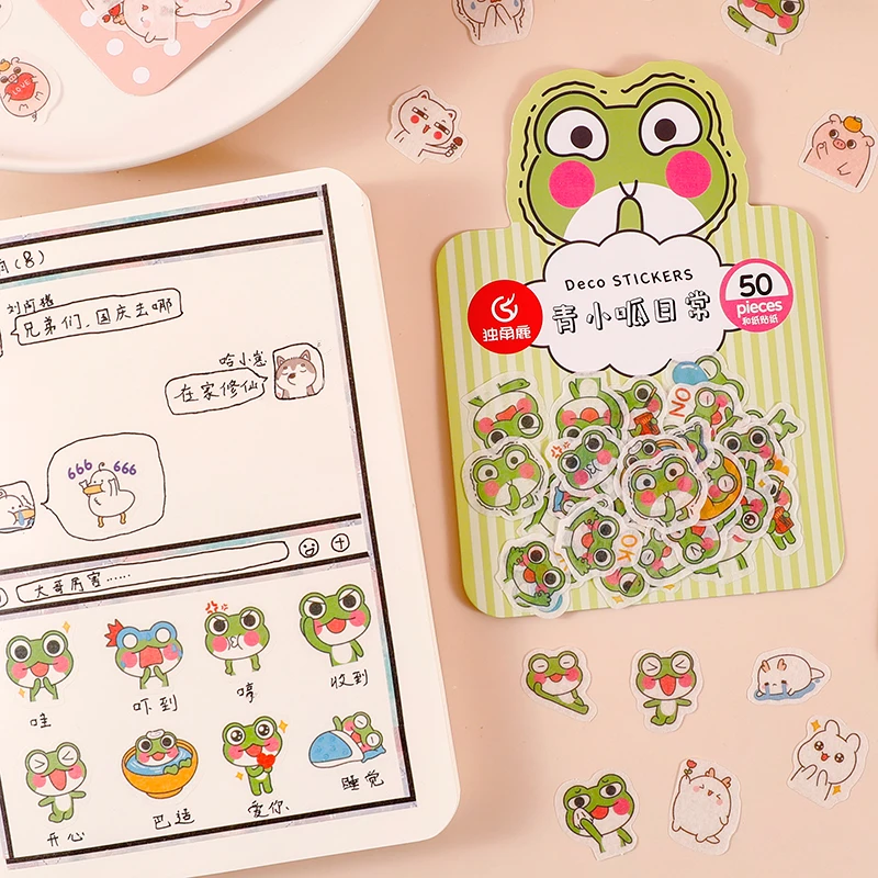 50 шт./лот мультяшная лягушка бумажная наклейка детский декоративный дневник