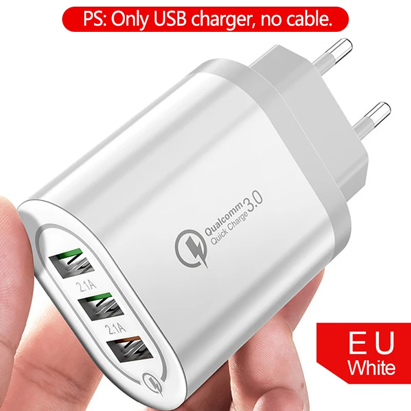 Быстрая зарядка 18 Вт QC3.0 3 порта для всех моделей телефонов планшет быстрая зарядка Мульти для iPhone samsung iPad 3 USB зарядное устройство - Тип штекера: QC3.0 Charger White