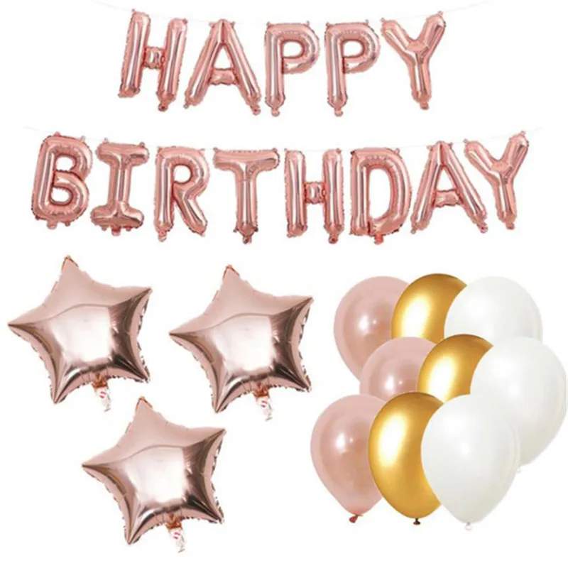 

Rose Gold Star Balloon Theme Baby Party Decorations Set Boys Girls Birthday Party Supplies
