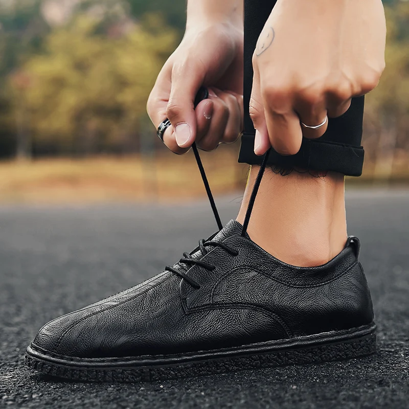 Classic Man casual Shoes Leather Business shoes Mens outdoor fashion Black Lightweight Oxford breathable men | Обувь
