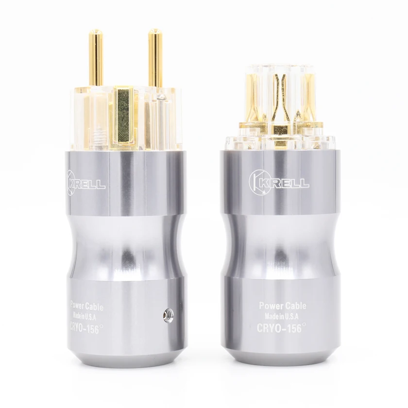 Krell 24k Gold plated schuko Power connetor European EU Power Plug Transparent/Black IEC Audio Connector images - 6