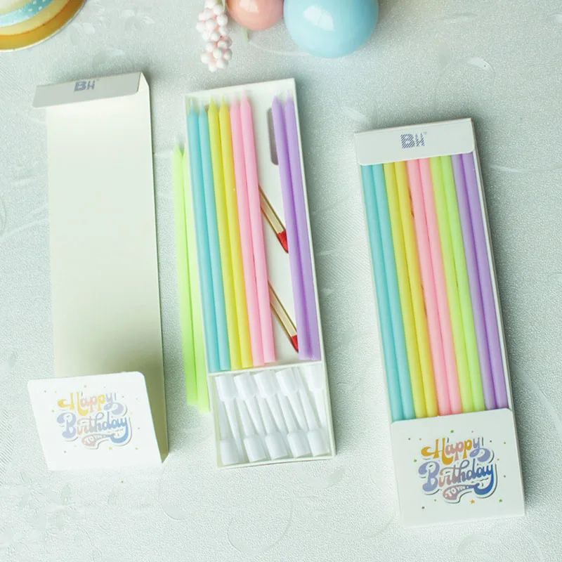

10Pcs Box Long Pencil Cake Candle Safe Kids Birthday Party Wedding Cake Candle Supplies Cake Decorations Candles