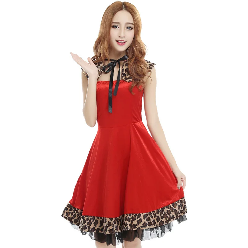 2019 Рождественский костюм леопардовая шаль с закругленными краями красный