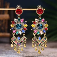 rhinestone colorful earrings for women luxury bride wedding ear jewelry ethnic bollywood oxidized indian jhumka earrings hangers