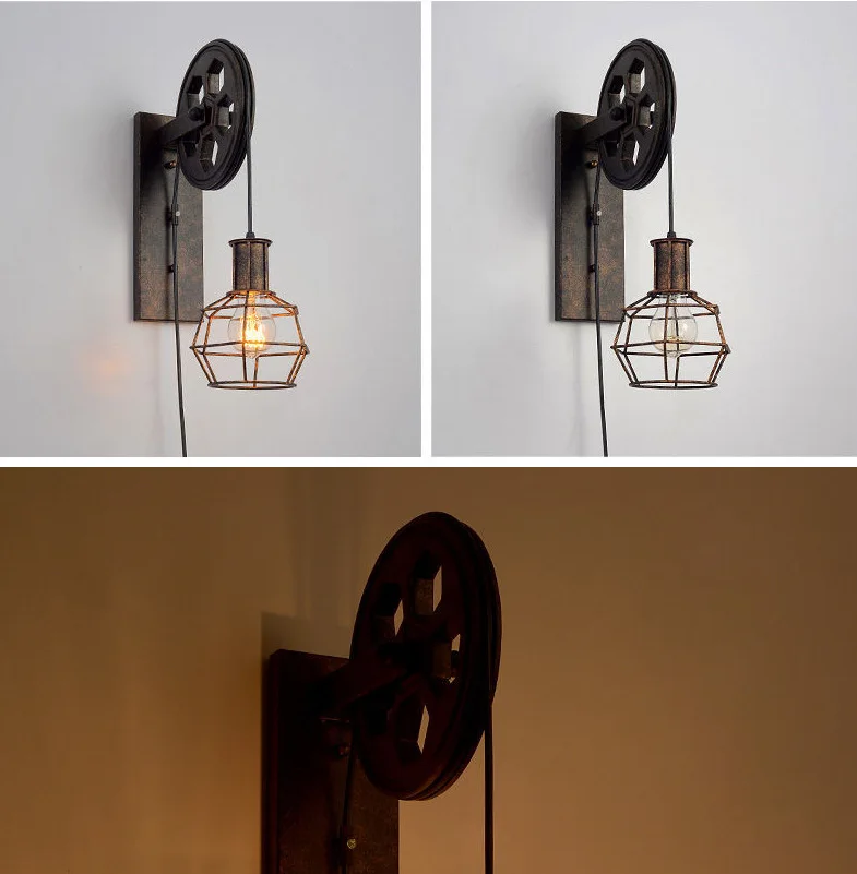 

Antique Bronze Vintage Wall Lighting Industrial Lantern Retro Lamp Metal Wall Lamp for Bedside Bedroom Home Dining Room