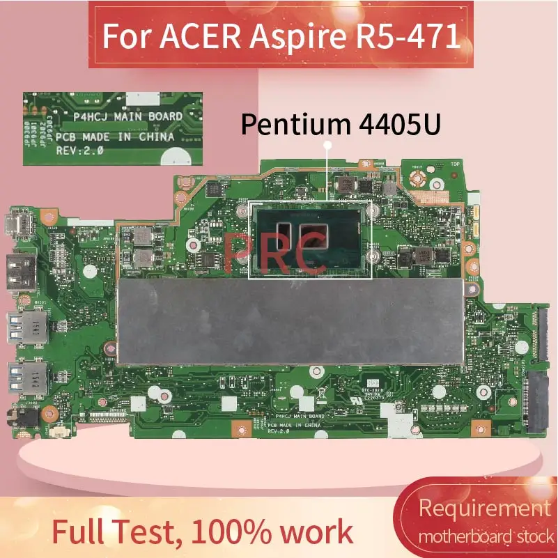 

For ACER Aspire R5-471 Pentium 4405U Notebook Mainboard P4HCJ SR2EX Laptop Motherboard