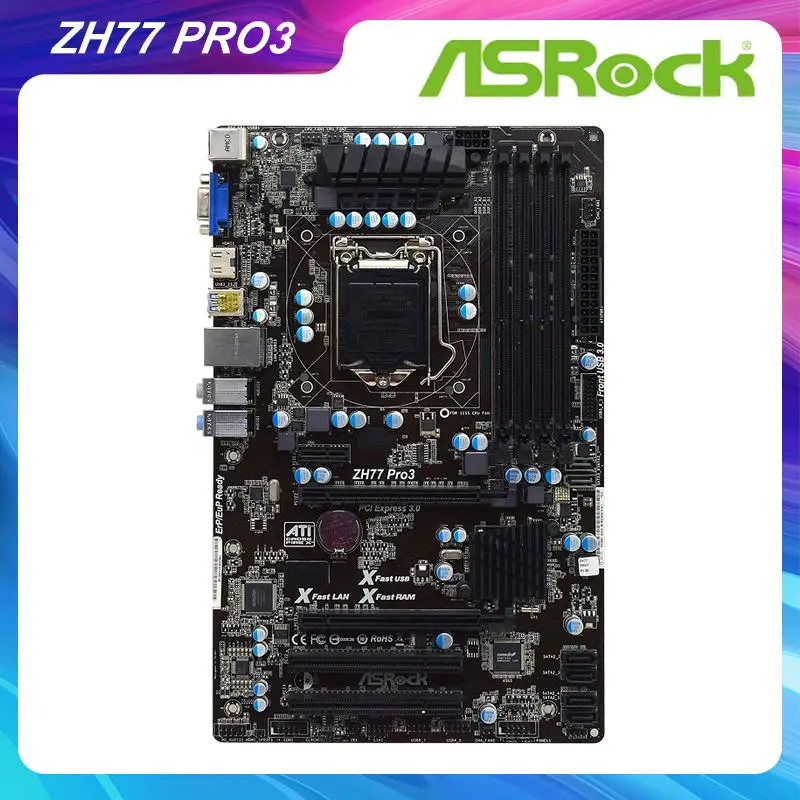 

Материнская плата ZH77 Pro3 для ASRock LGA 1155 Intel H77, оригинальная материнская плата DDR3 32G Xeon E3-1220v2 Core i7 i5 i3 ЦПУ PCI-E 3,0 HDMI USB3.0