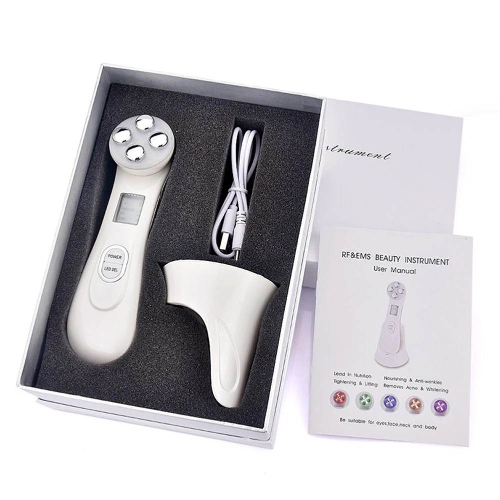 

5 IN 1 LED Photon Light Therapy Beauty Device Instrument Ultrasonic Face Massager Anti-aging LCD Beauty Instrument Skin Tools