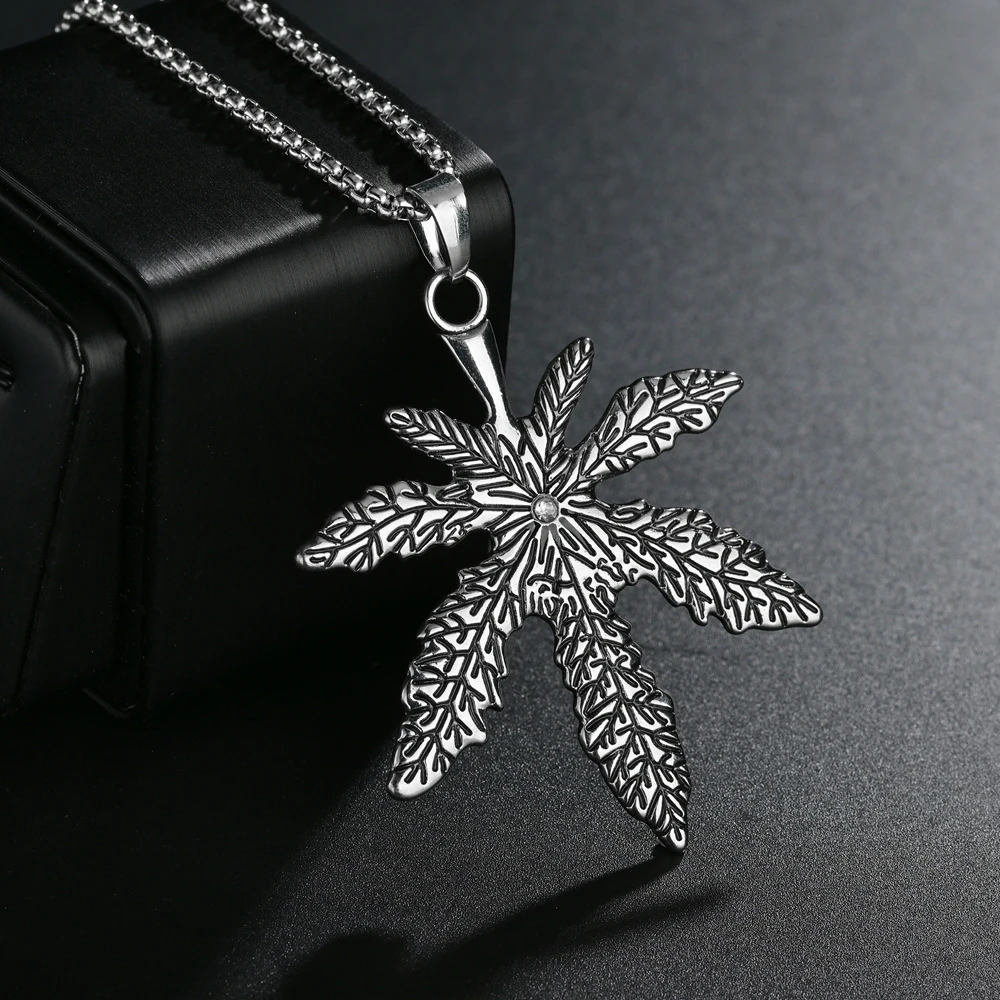 

Hip Hop Biker Rock Jewelry Personality Stainless Steel Leaf Snake Pendant Neckalces Motorcycle Party Punk Style Men Women