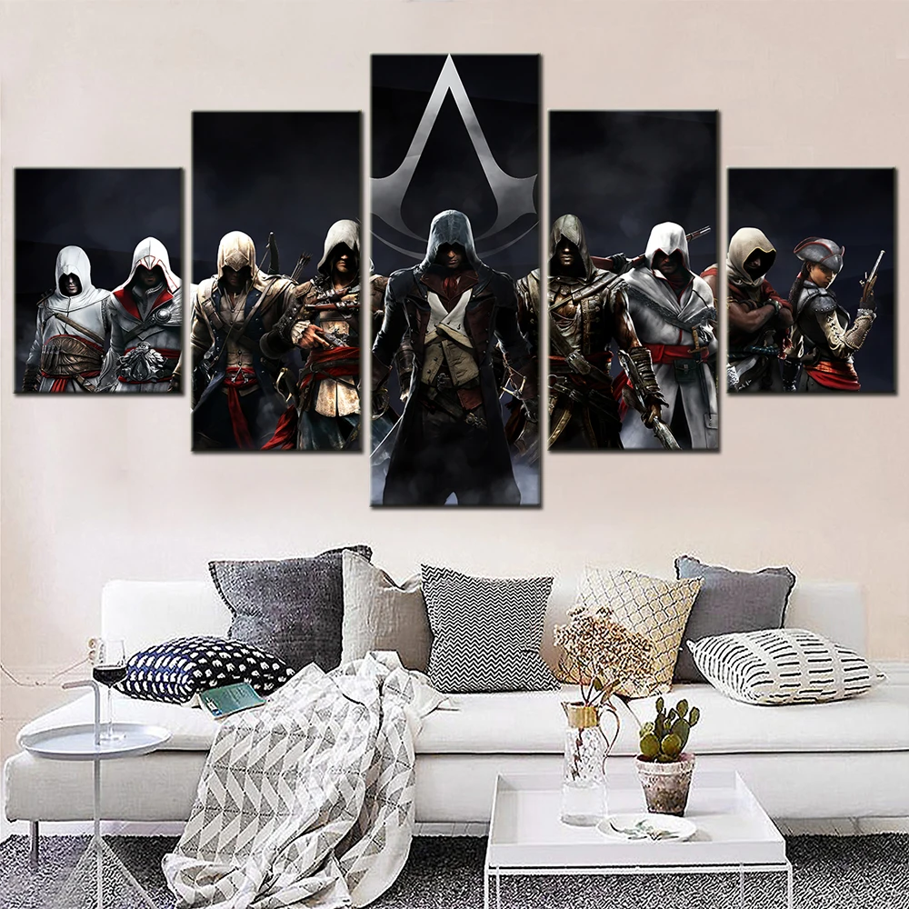 Плакат в стиле аниме игры Assassins Creed модульная художественная картина настенная