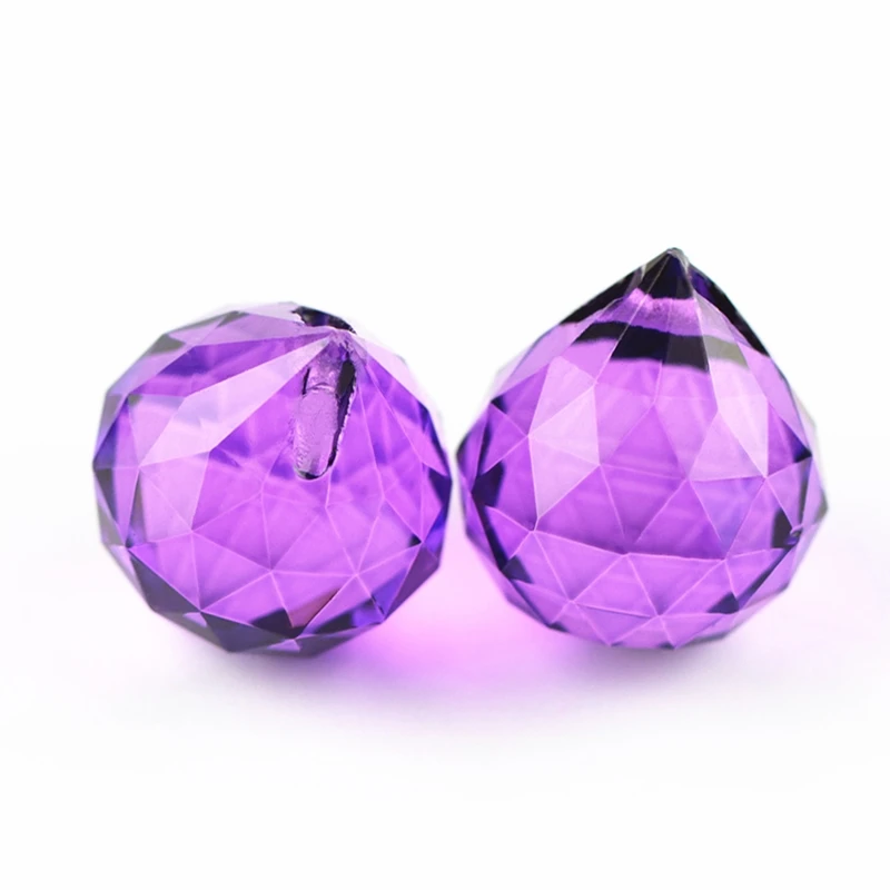 

15mm-40mm Violet Crystal Faceted Ball Hanging Lighting Prism Drops Glass Prism Pendant For Sale